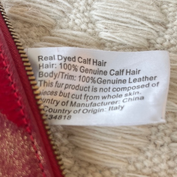 EUC HOBO Genuine Calf Hair Red Clutch with Gold Details